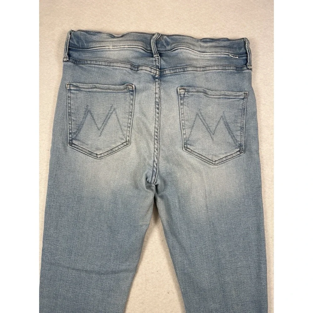 Mother Blue‎ The Mid Rise Dazzler Ankle Step Fray Jeans 31 Hopeless Romantic